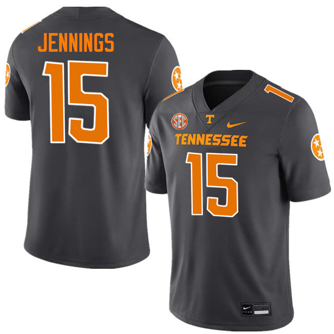 Jauan Jennings Tennessee Jersey,Tennessee Volunteers #15 Jauan Jennings College Jersey-Smoke Grey